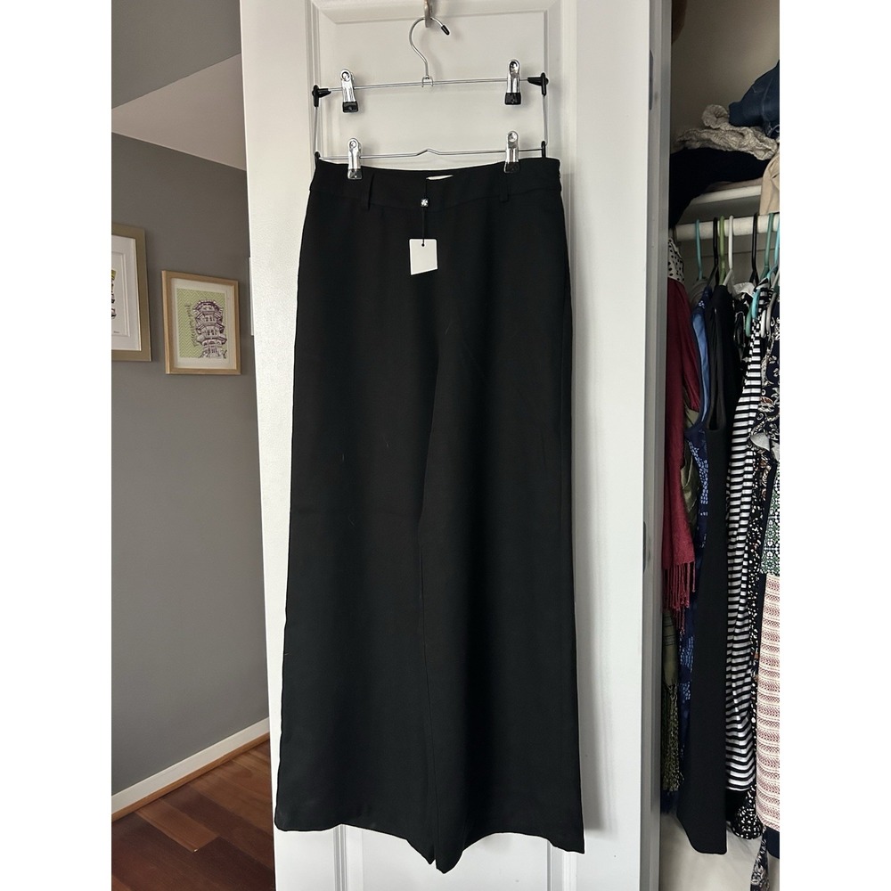 Molly Bracken NWT Black Woven Wide Leg Pants Trousers Size Small Office Career